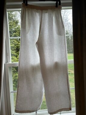 CP Shades Wide Leg Linen Pull-on Pants in White